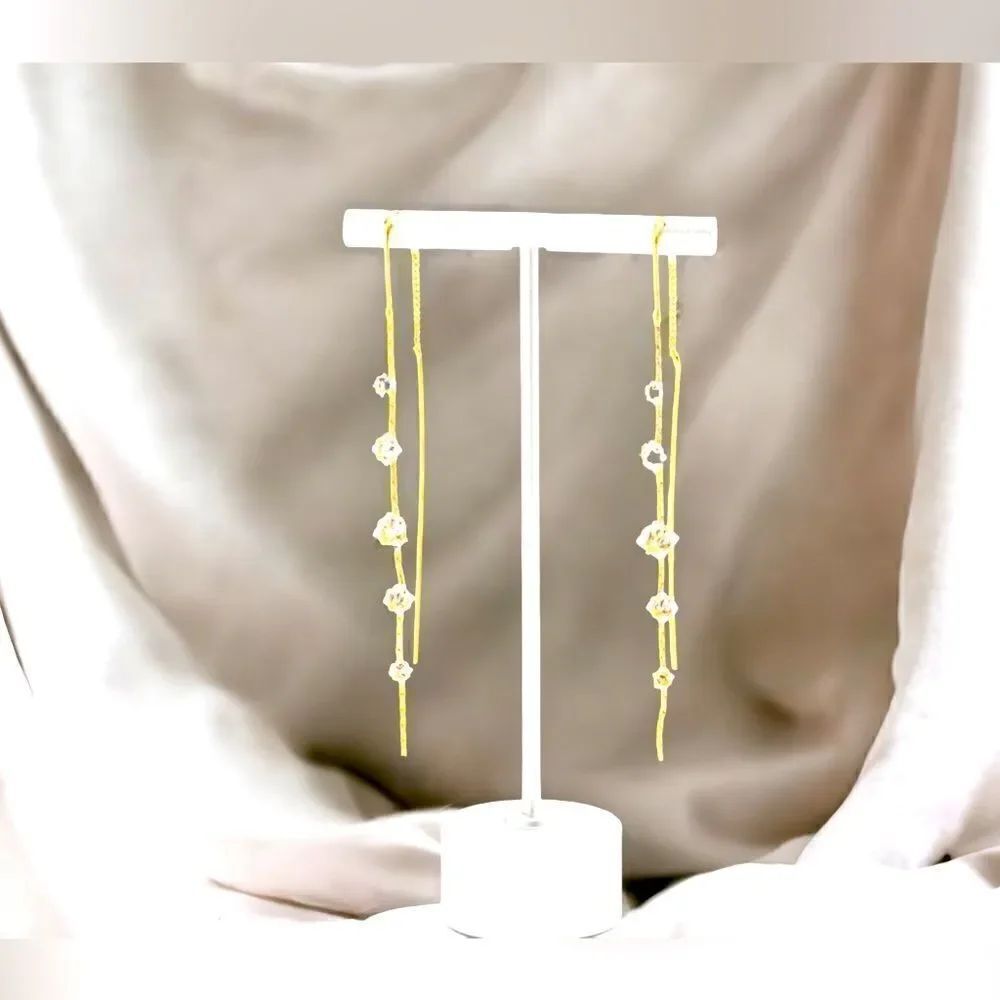 Thread through l Rhinestone l Earrings l Dangle l Drop